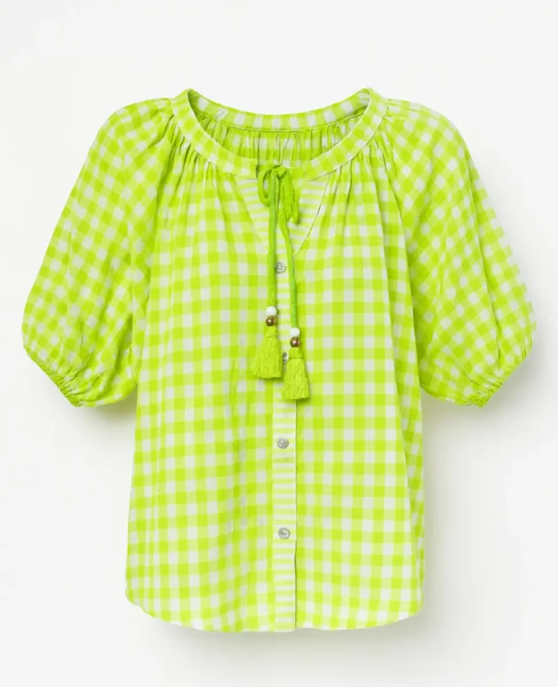Sheer Effect Check Blouse