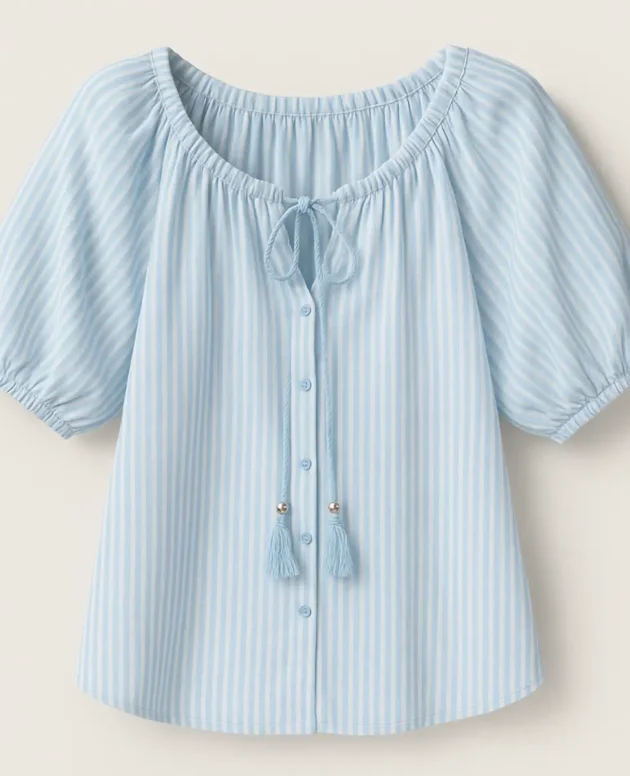 Sheer Effect Stripe Blouse