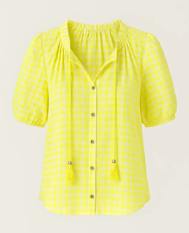 Sheer Effect Check Blouse