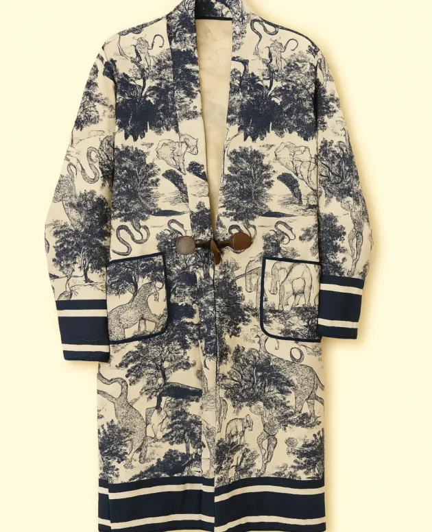 Navy Jacket Kimono Animal Star