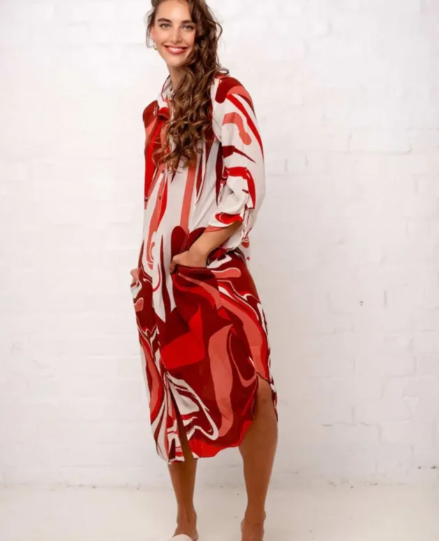 Leila Dress in Red Rays
