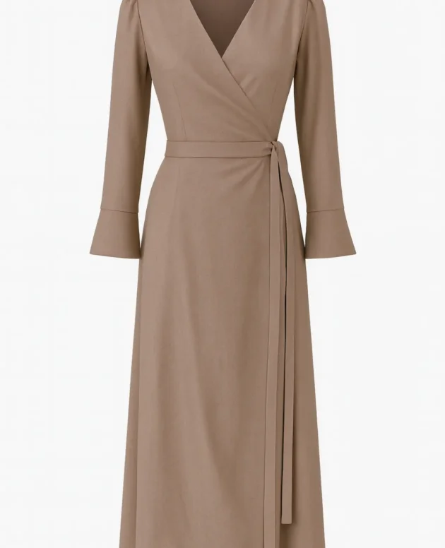 Linen Taupe Wrap Dress