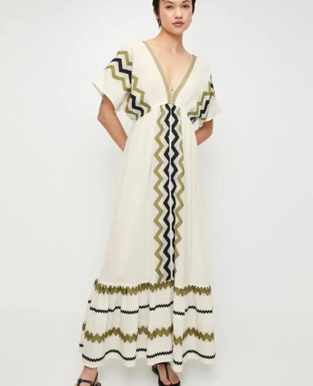V-neck Kaftan a-line Maxi Dress