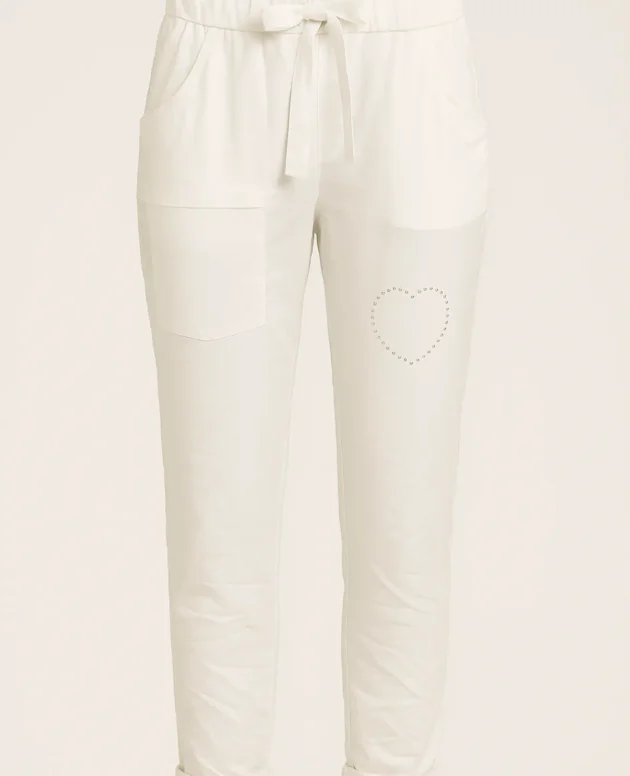 Italian Charlie Viscose Elastane Diamante Heart Pants