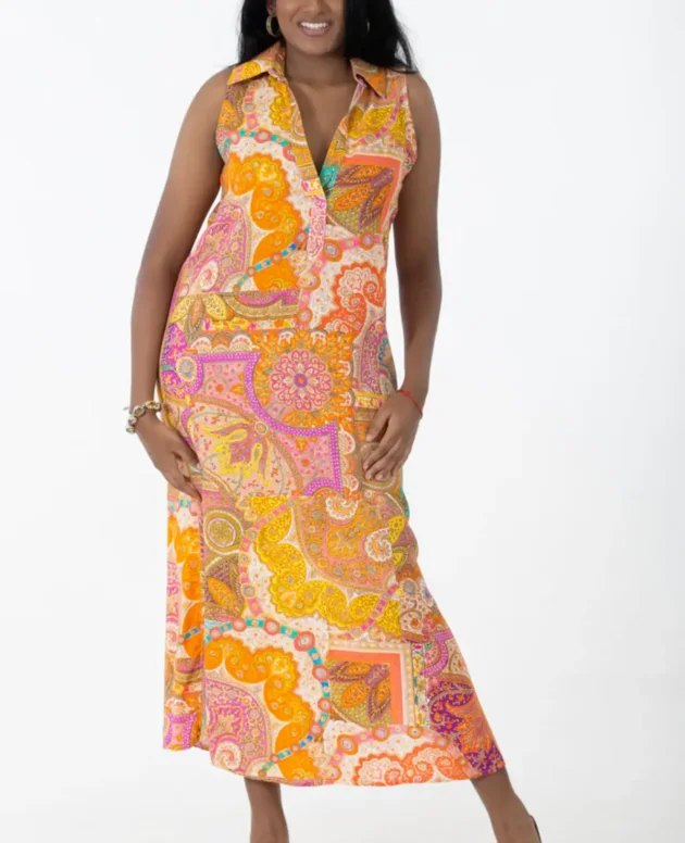 Cutaway Collar Maxi Dress