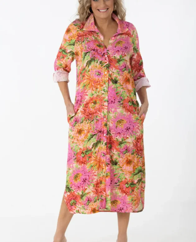 Raglan Button Thru Dress | Chrysanthemum